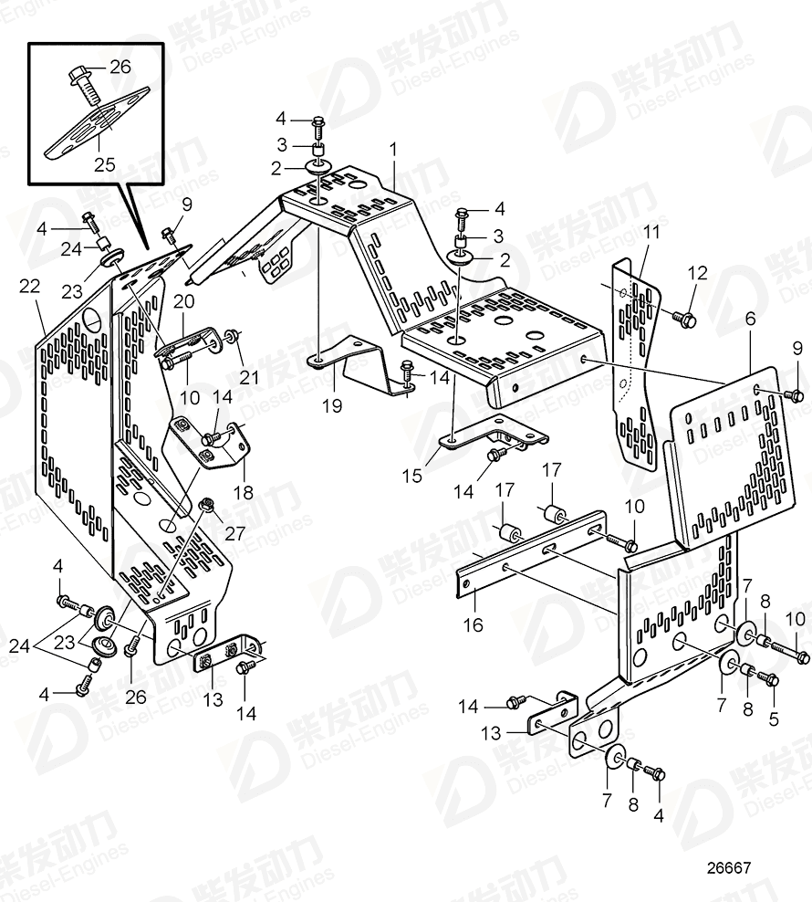 VOLVO Protecting screen 21347106 Drawing